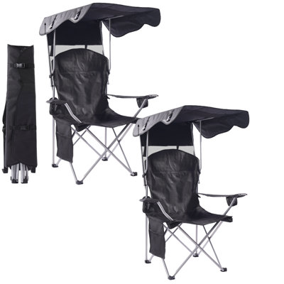 Set Of 2 Portable Camping Chairs With Built in Shade by Arlmont & Co.