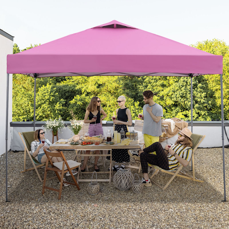 10 Ft. W x 10 Ft. D Metal Pop-up Canopy, Pink