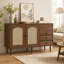 Buffet avec portes en rotin et tablettes réglables