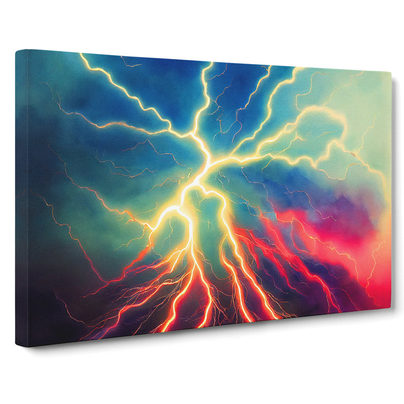 Effervescent Lightning Bolt - Wrapped Canvas, 35cm H x 50cm W x 3cm D