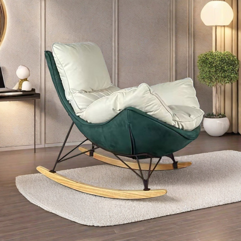 Chaise berçante de loisirs italienne confortable, Vert, Blanc