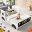 Lit plateforme double en forme de voiture classique avec roulettes, blanc-120073151