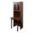 Vintage Bookshelf With Fold-Out Convertible Writing Table, Multi-Function Home Office Workstation, Desk Cabinet With Shelf And Drawer, Walnut