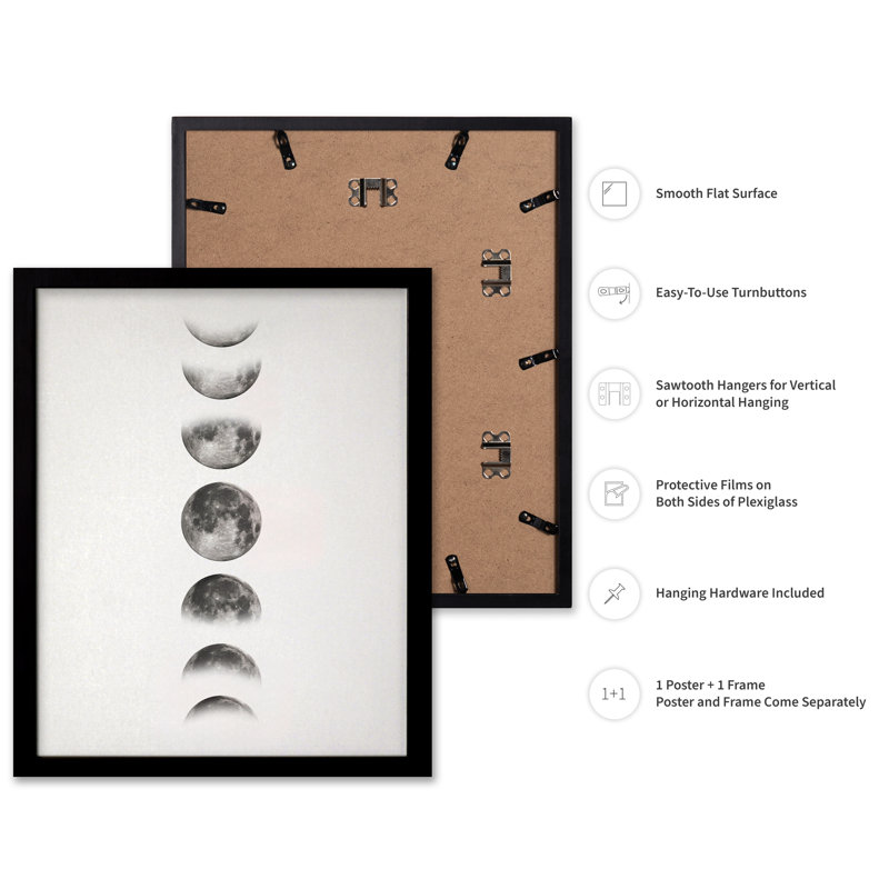 Phases de la lune no 2, Cadre noir, Affiche, H 11 po x l 14 po