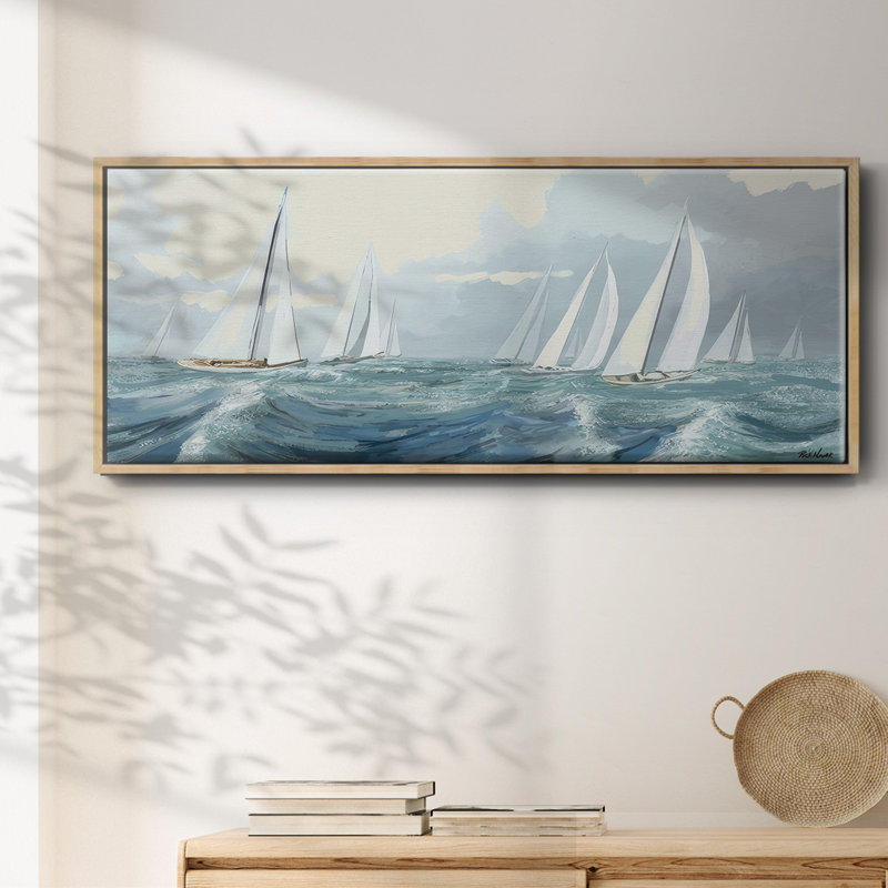 Sail Ho- Framed Canvas, 12" H x 30" W