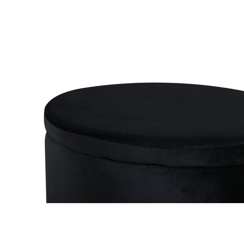 Dareona 51cm Wide Round Pouf Ottoman, Black