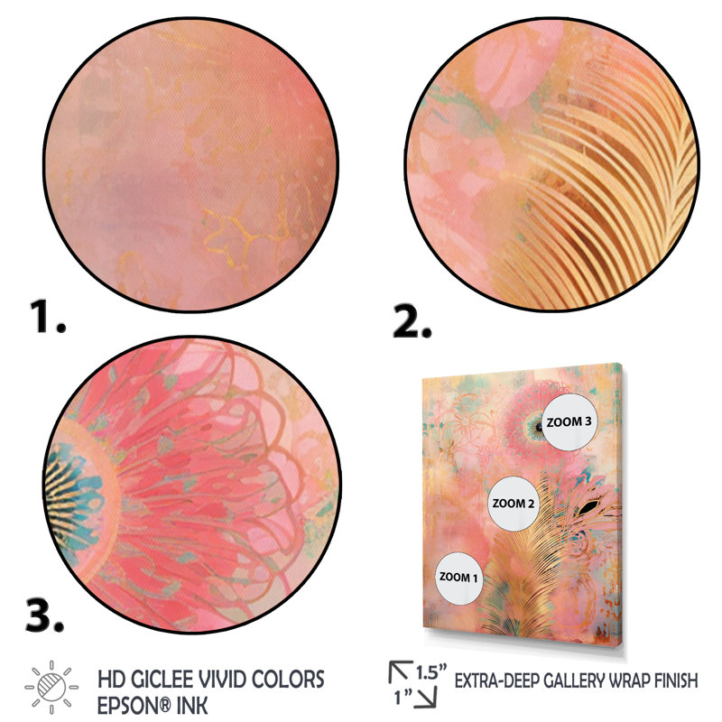 «Boho Glam Gold Feather», impression sur toile, H 32 po x l 16 po x P 1 po, Cadre simple noir
