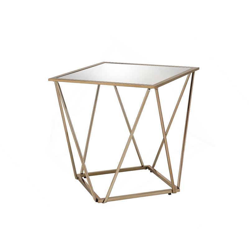 Square End Table With Metal Base