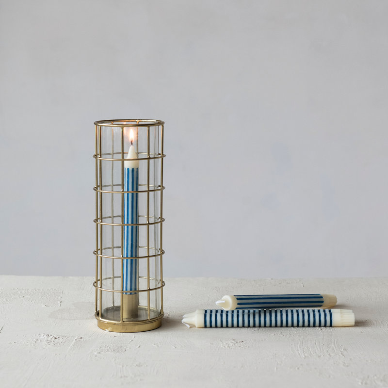 Porte-conique en métal avec ouragan en verre