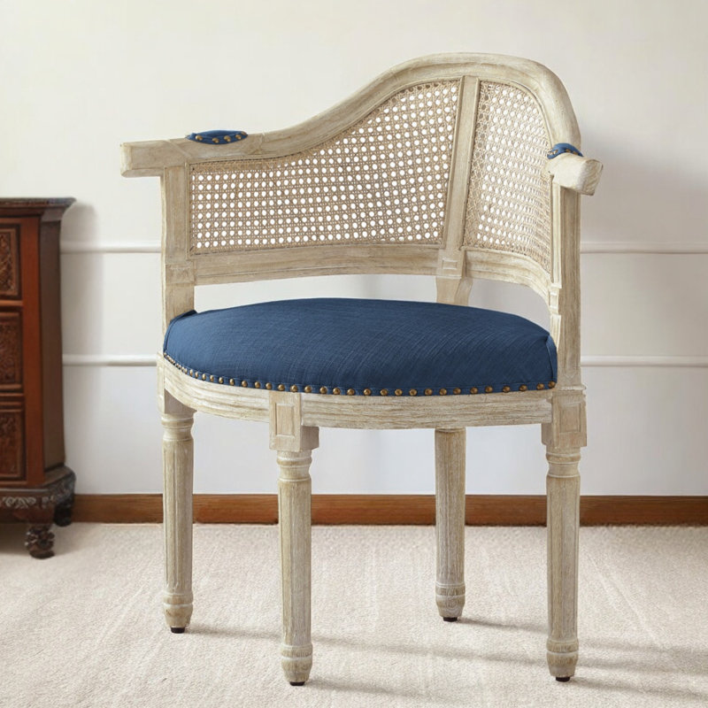 Chaise avec accoudoirs en lin 24 po Bramford, Marine