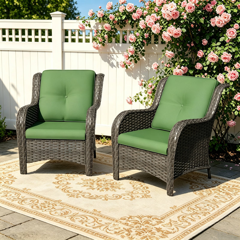 Fauteuil d'extérieur en polyéthylène (PE) pour 2 personnes avec coussins, Vert