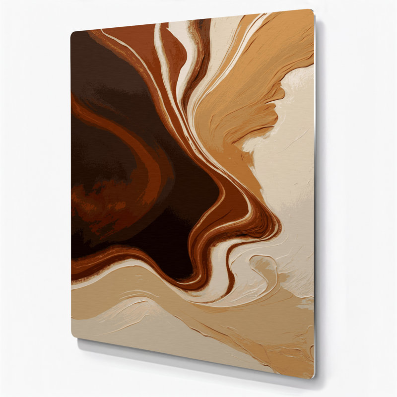 Abstrait couleur champ 13, art mural en métal brun, H 24 po x l 36 po