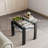 23.6" Glass End Table, 2-Tier Storage Shelf with Tempered Glass and Stainless Steel Legs, Modern Square Accent Table for Living Room, Bedroom, and Small Spaces-2023168715