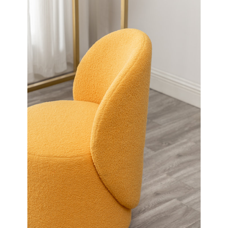 Fauteuil demi-tonneau pivotant en polyester de 20 po Annielise, 100 % polyester jaune
