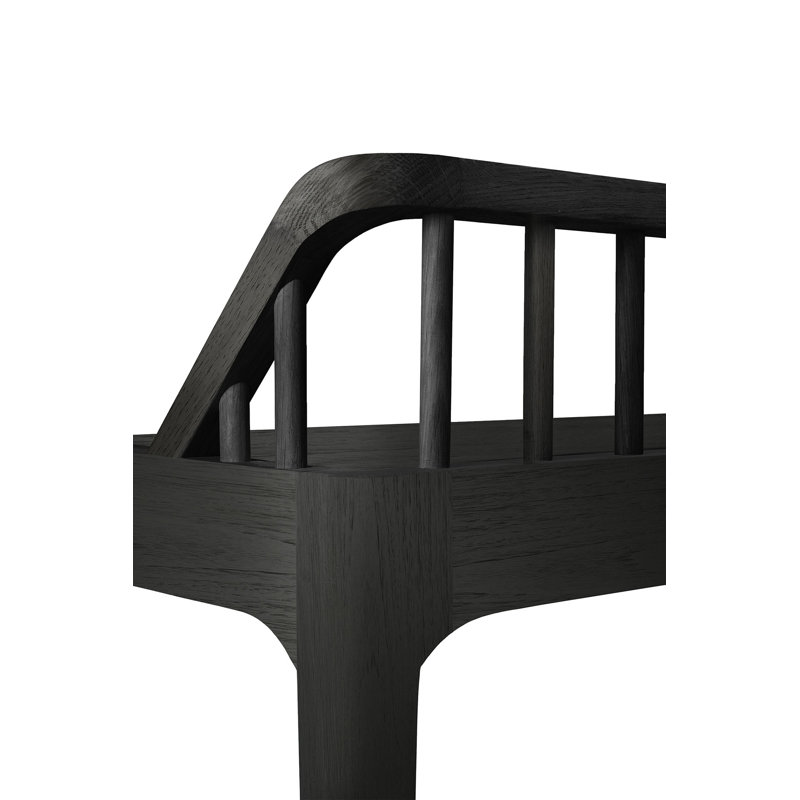 Spindle Solid Wood Bench, Oak Black