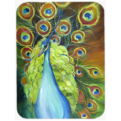 East Urban Home Bling Peacock Glass Cutting Board