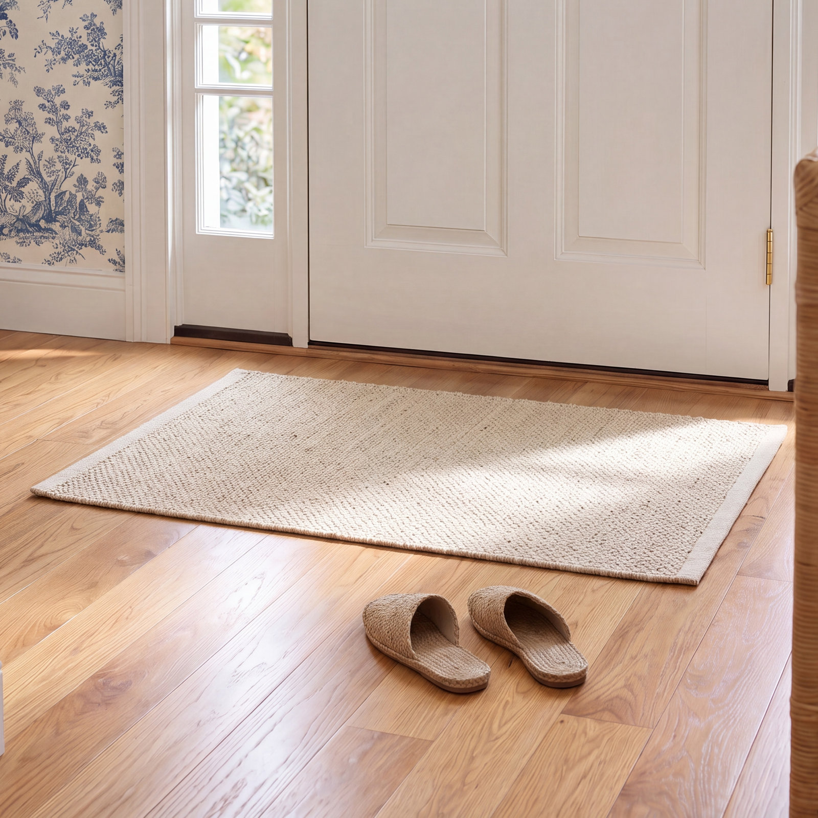 Rylee Handmade Wool Beige Rug, Rectangle 2' x 3'