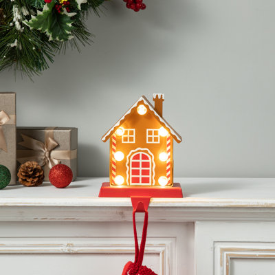 Marquee LED Metal Gingerbread House Christmas Stocking Holder