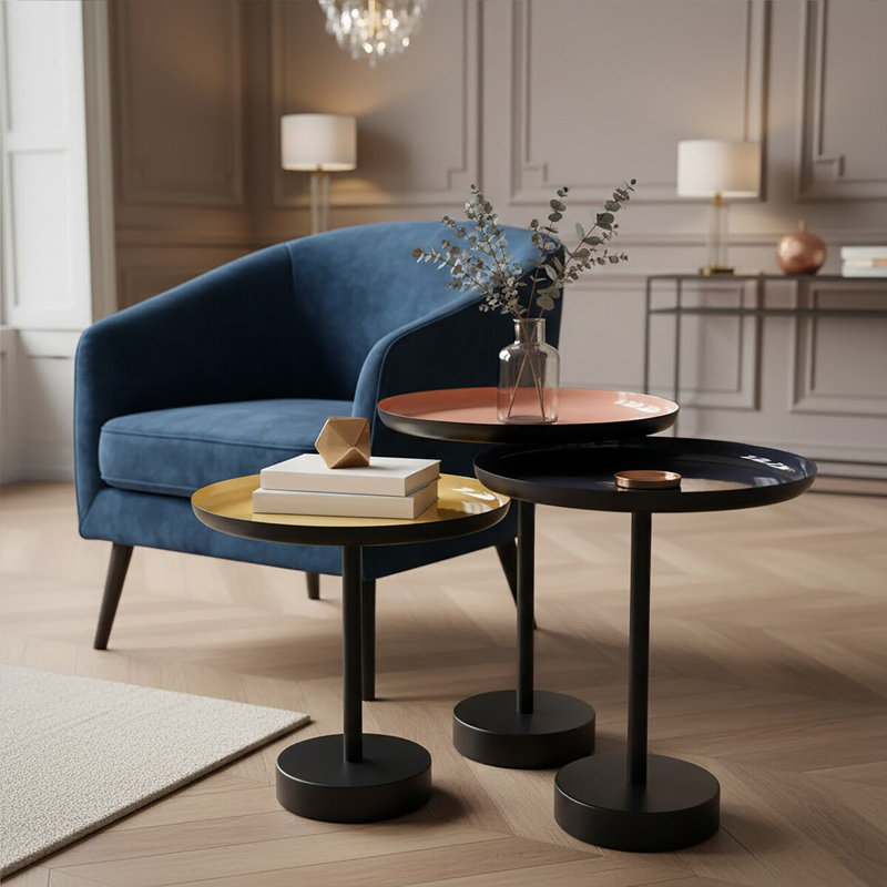 Ingamar Tray Top Pedestal Side Table Set