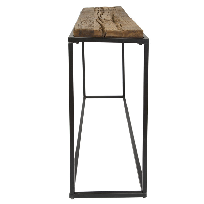 Averly 54'' Natural Wood and Black Metal Console Table