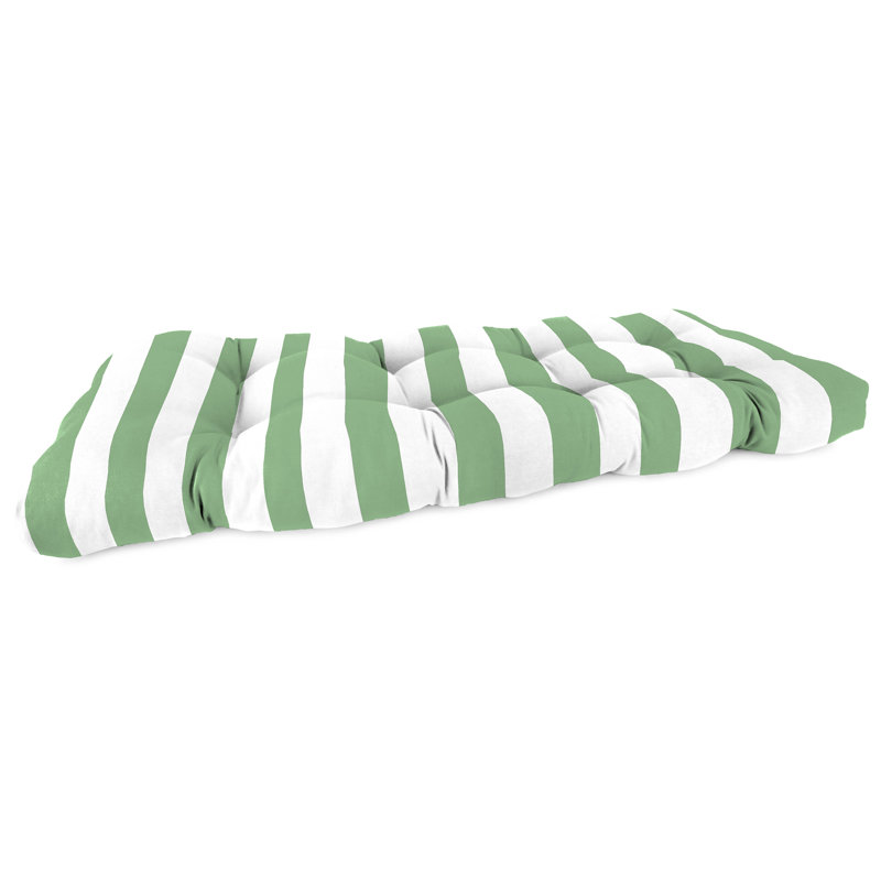 43" x 19" Damask Tufted Outdoor Wicker Bench Cushion, Green