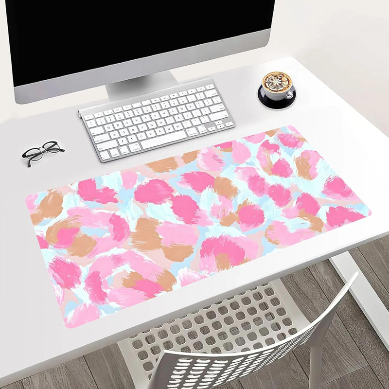 Tapis de souris abstrait rose, grand format, décoration de bureau pour les fêtes, 30 x 70 cm