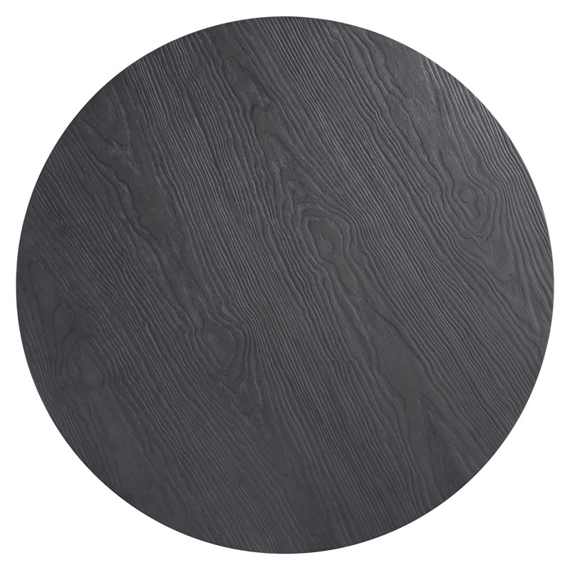 L'Ombre Black Round Wood Contemporary Coffee Table 42"