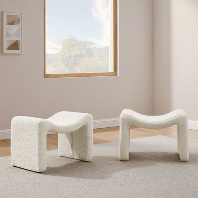 Hardev 24.8" Wide M-Shaped Footstool Ottoman (Set of two) by Wrought Studio