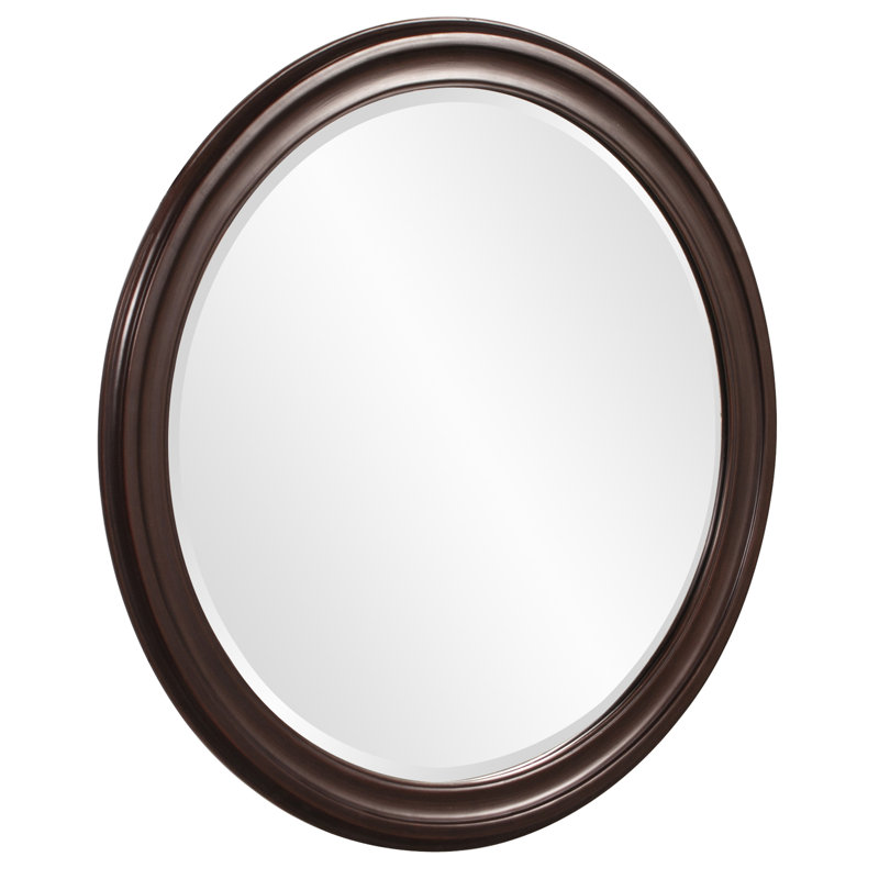 Meayki Solid Wood Round Mirror, Chocolate Brown