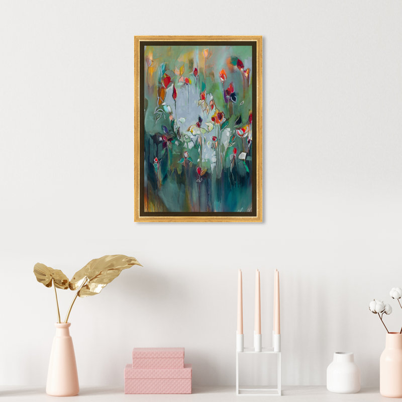 Abstrait Michaela Nesim - impression sur toile tendue, H 54 po x l 36 po, Cadre flottant doré