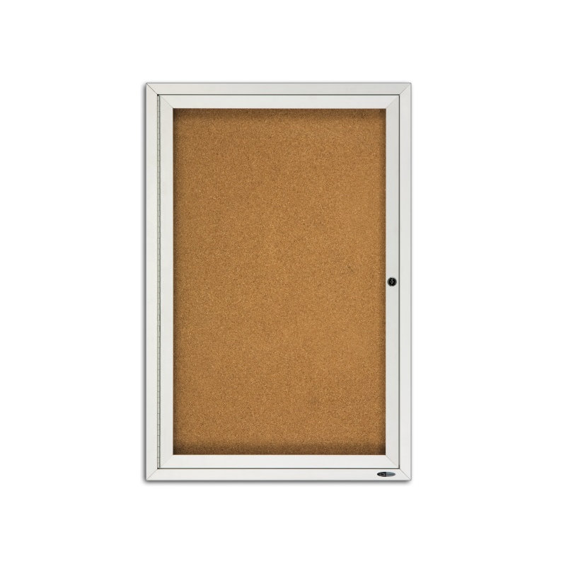 Quartet® Cork Enclosed Cabinet Metal Bulletin Board