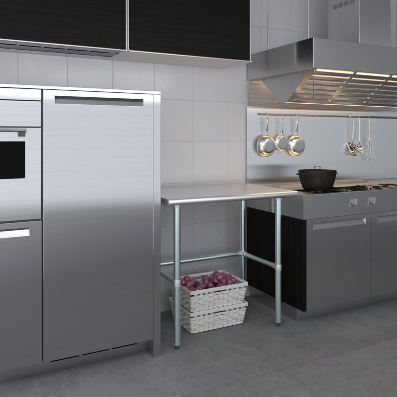 Table de travail en acier inoxydable, H 35 po x L 36 po x L 24 po