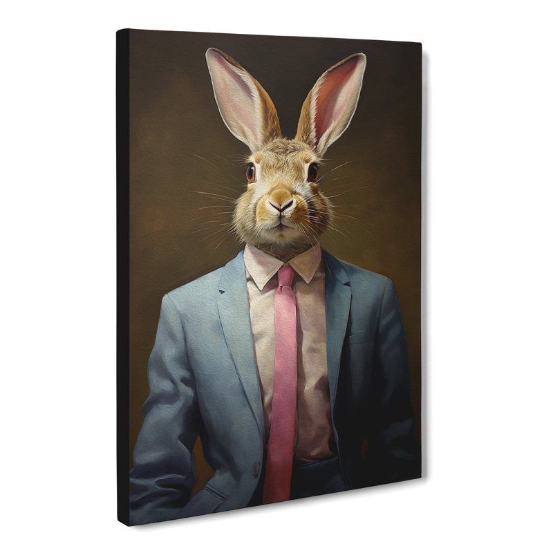 Rabbit in a Suit Painting No.4 - Wrapped Canvas, 50cm H x 35cm W x 3cm D