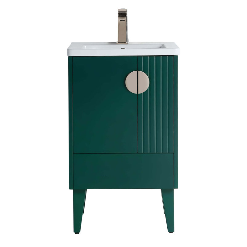 Ensemble de meuble-lavabo simple 20 po Saimah, Vert, Nickel satiné