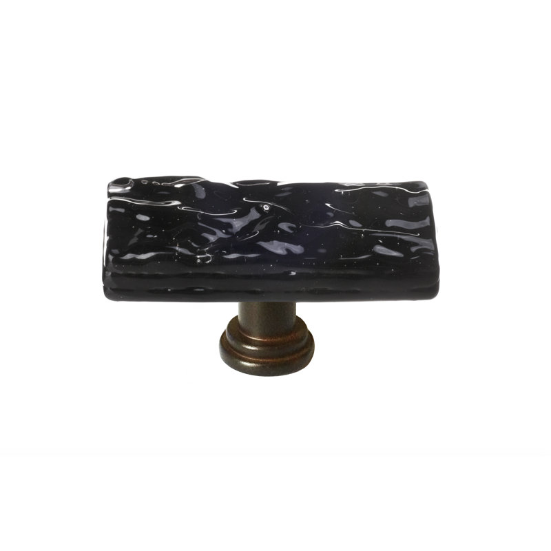 Poignée de meuble longue vitrée Glacier, Bronze huilé, Noir