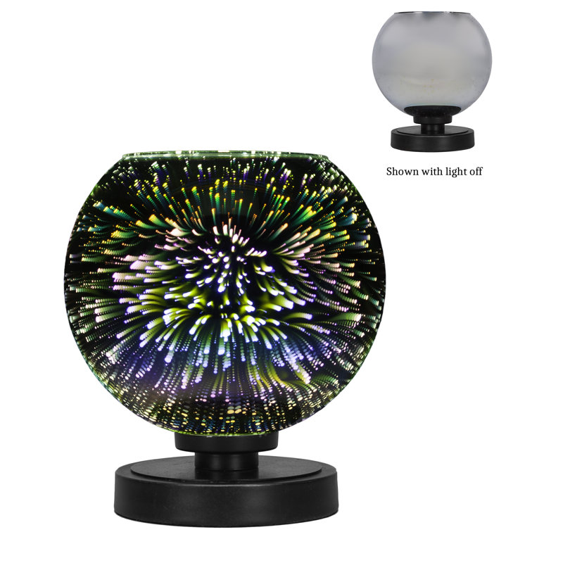 Lampe d'appoint Aneka illustrée avec verre feu de 8,5 po, Argent argent, Noir mat