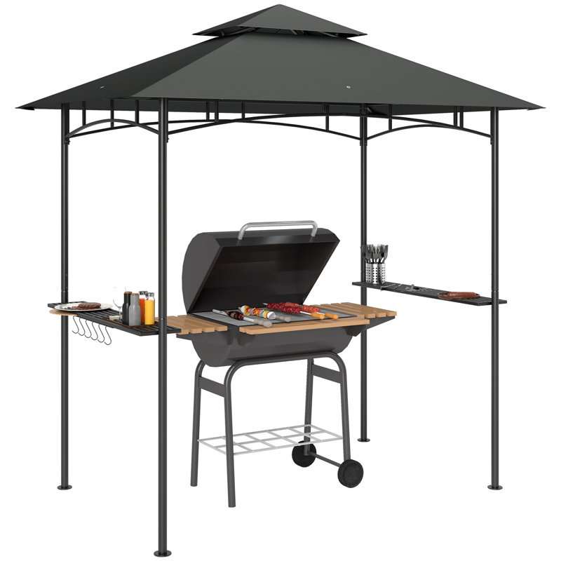 Grill 20 Ft. W x 12.5 Ft. D Galvanised Steel Soft-top Gazebo, Dark Grey