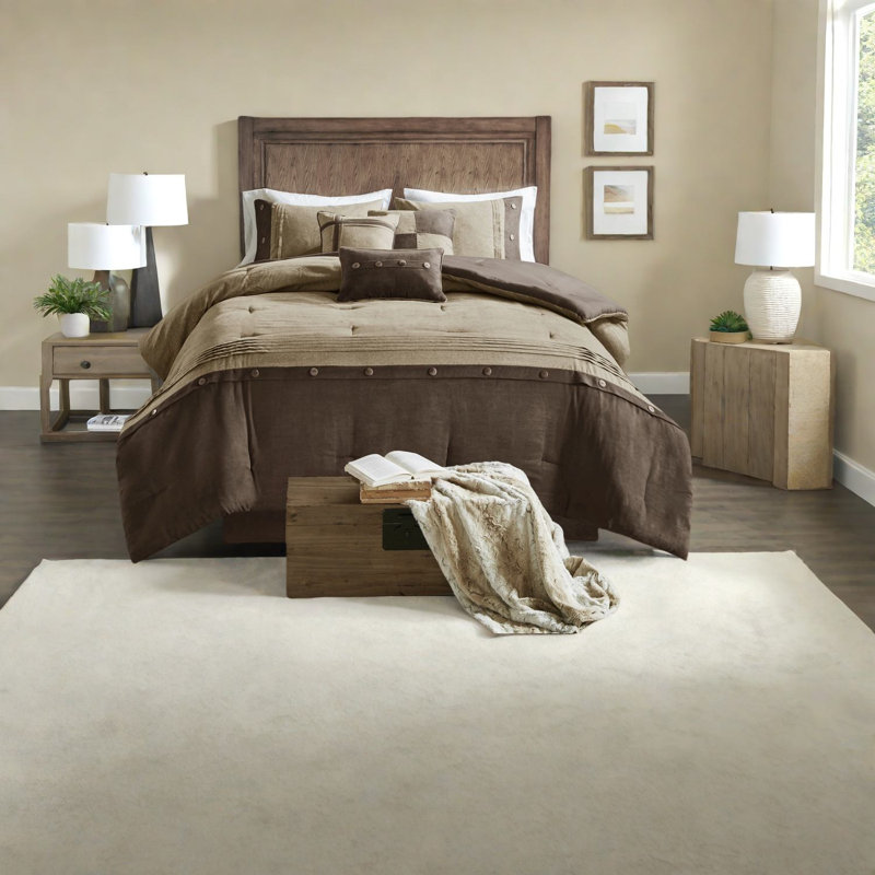 Ensembles de literie en faux suède de qualité supérieure, polyester, décor rustique, confort