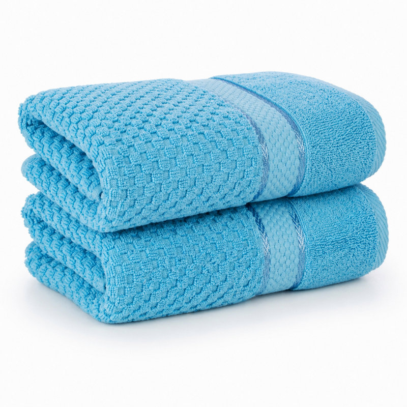 Collection de serviettes essuie-mains texturés 100% coton Hode, Bleu ciel, Essuie-mains - paquet de 2