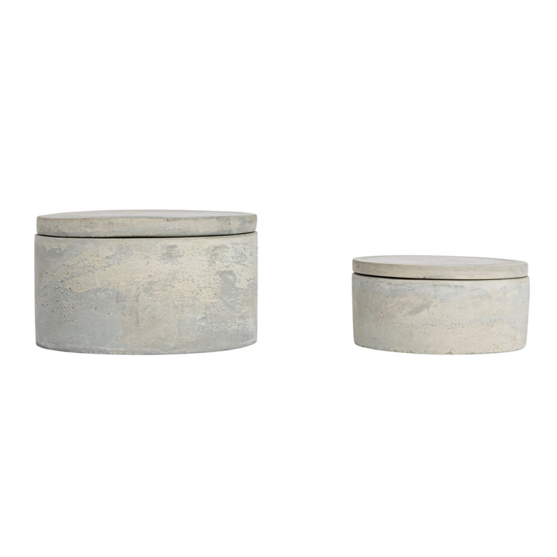 Hazleton Round Decorative Cement Storage with Lids