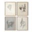 Croquis rétro, impression encadrée XLV III - ensemble de 4-1970065105