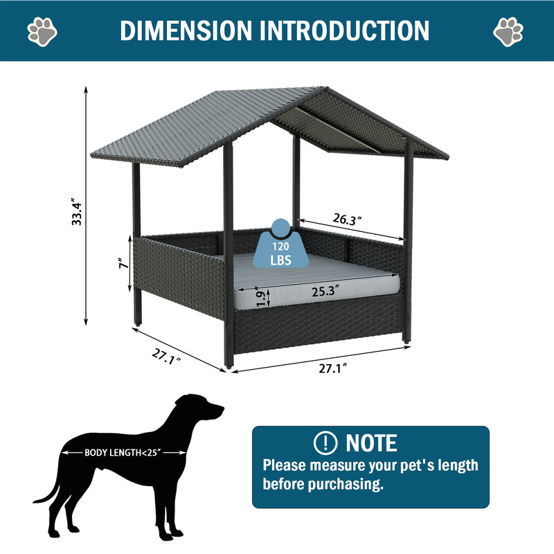 Rattan Dog House, Black