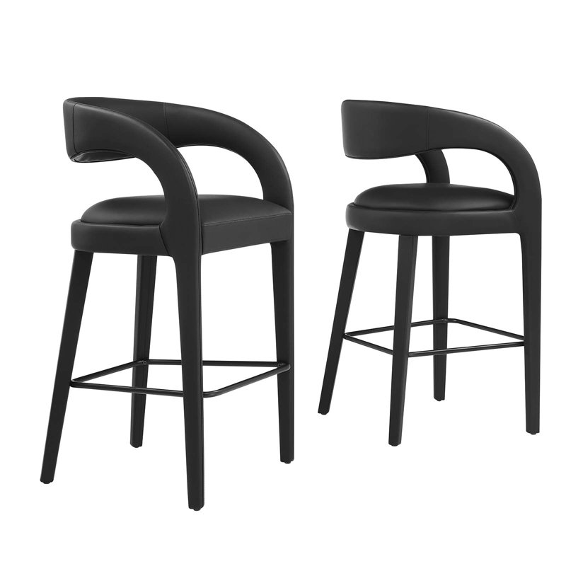 Modway Pinnacle Upholstered Stool, Black, Black