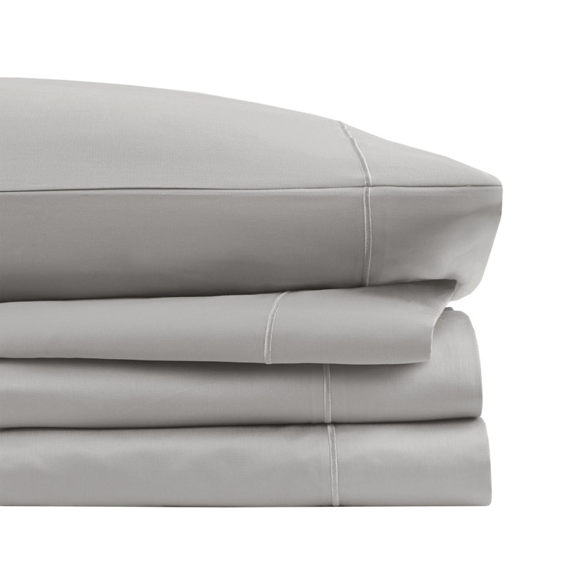 King Light Grey Pima Cotton Sheet Set with Baratta Hemstitch