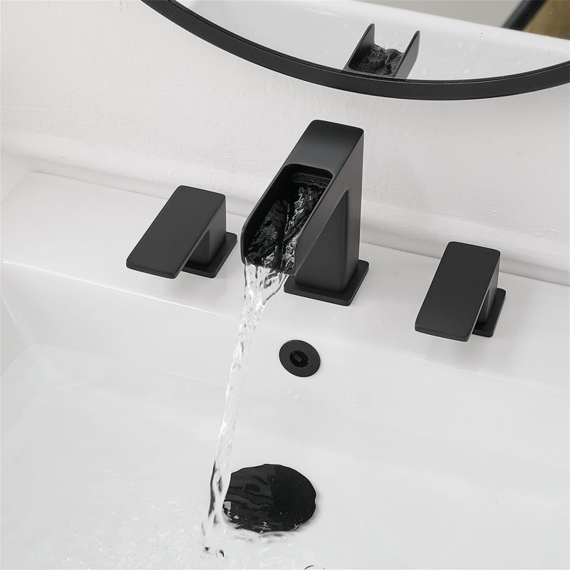 Robinet de salle de bain espacé de 8 pouces avec bonde escamotable, robinet de lavabo à 3 trous avec robinet à deux poignées et robinet en laiton