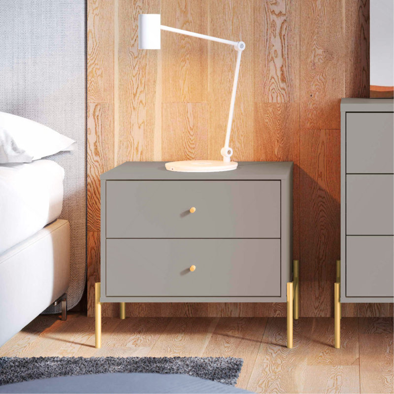 25" Nightstand In Sage Gray (2-Drawer), Gray