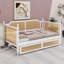 Lit de jour en rotin traditionnel avec lit gigogne escamotable pour chambres d'amis compactes