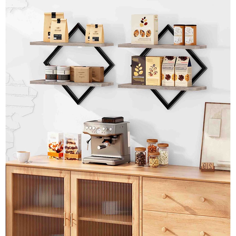 2 Piece Bracket Shelf, Greige/Black