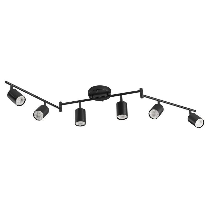 Matte Black Adjustable 6-Light Track Fixture with LED Bulbs