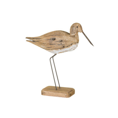 Small Distressed Umber Wooden Sandpiper Bird Figurine Pack of 2